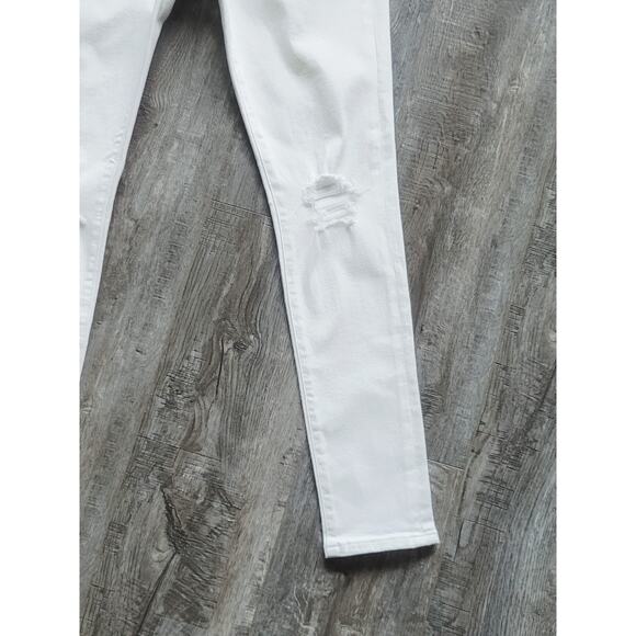 NEW Express Mid Rise White Ripped Super Soft Skinny Jeans - 10 - Picture 10 of 14